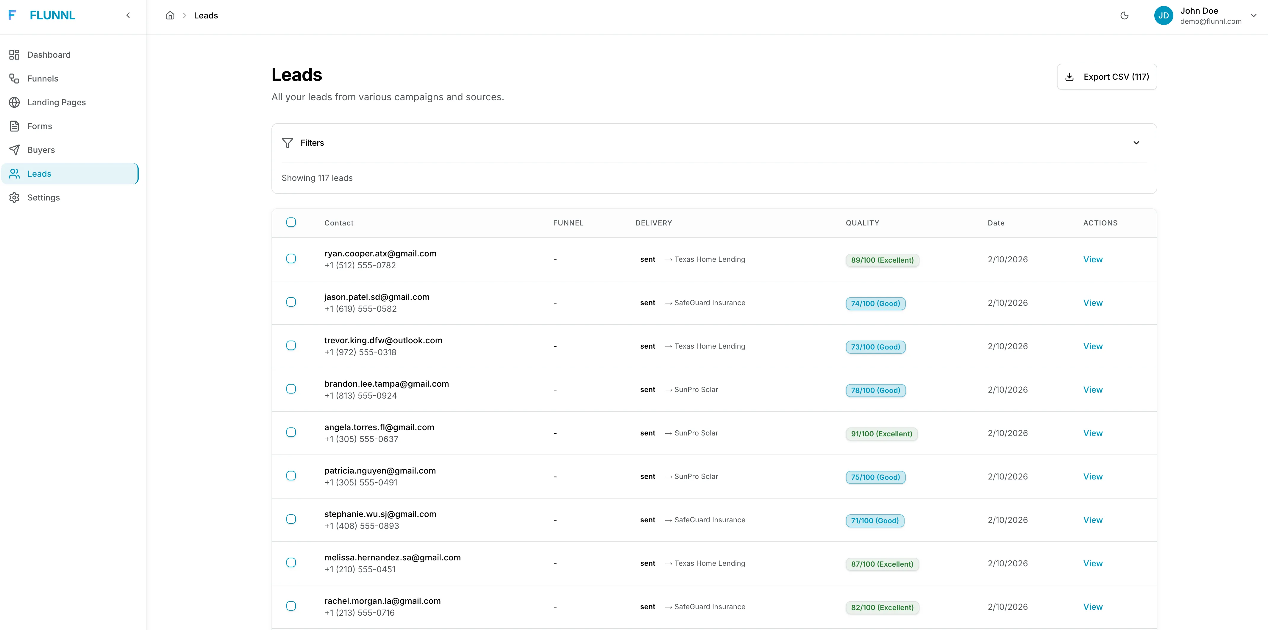 Screenshot — Capture leads